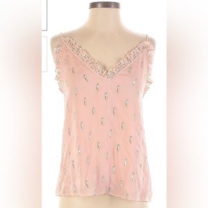 Rebecca Taylor size 10 pink and gold silk cami top